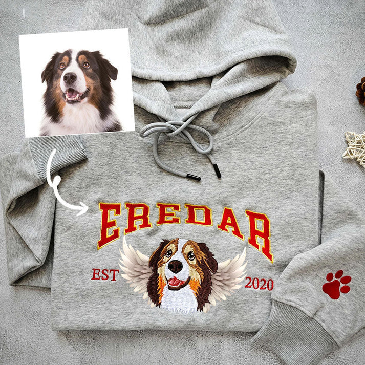 Cara de mascota bordada personalizada y nombre de mascota sudadera retrato de perro bordado cuello redondo regalo amante de las mascotas