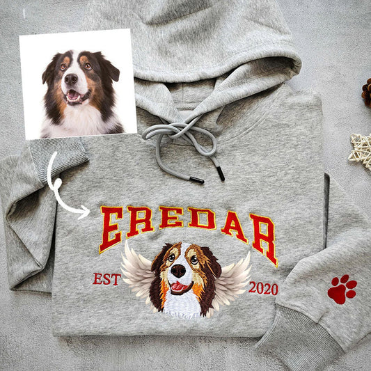 Personalisiertes besticktes Haustiergesicht und Haustiername Sweatshirt Hundeportrait bestickt Crewneck Haustierliebhaber Geschenk