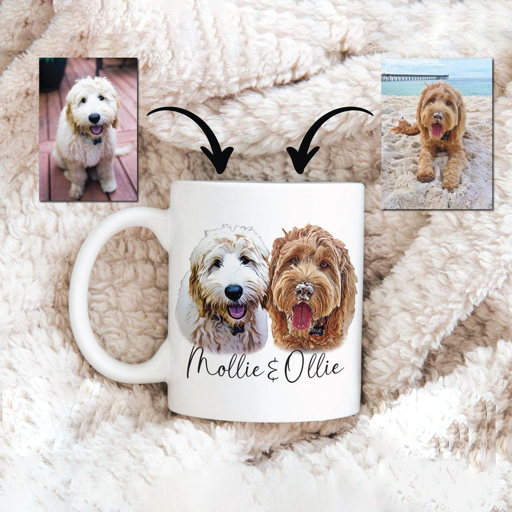 Personalized Pet Portrait Mug with Pet Face and Name Personalized Pet Portrait Tumblers Birthday Valentines Anniversary Gift for Pet Lovers