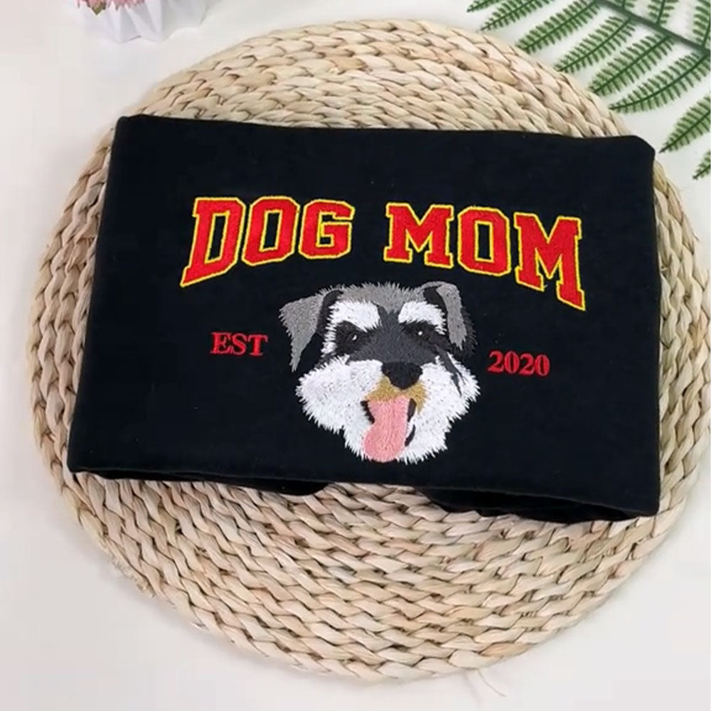 Cara de mascota bordada personalizada y nombre de mascota sudadera retrato de perro bordado cuello redondo regalo amante de las mascotas