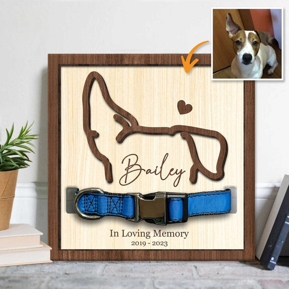 Personalized Memorial Pet Collar Sign with Pet Ear and Name Loss Of Dog Pet Sympathy Gift