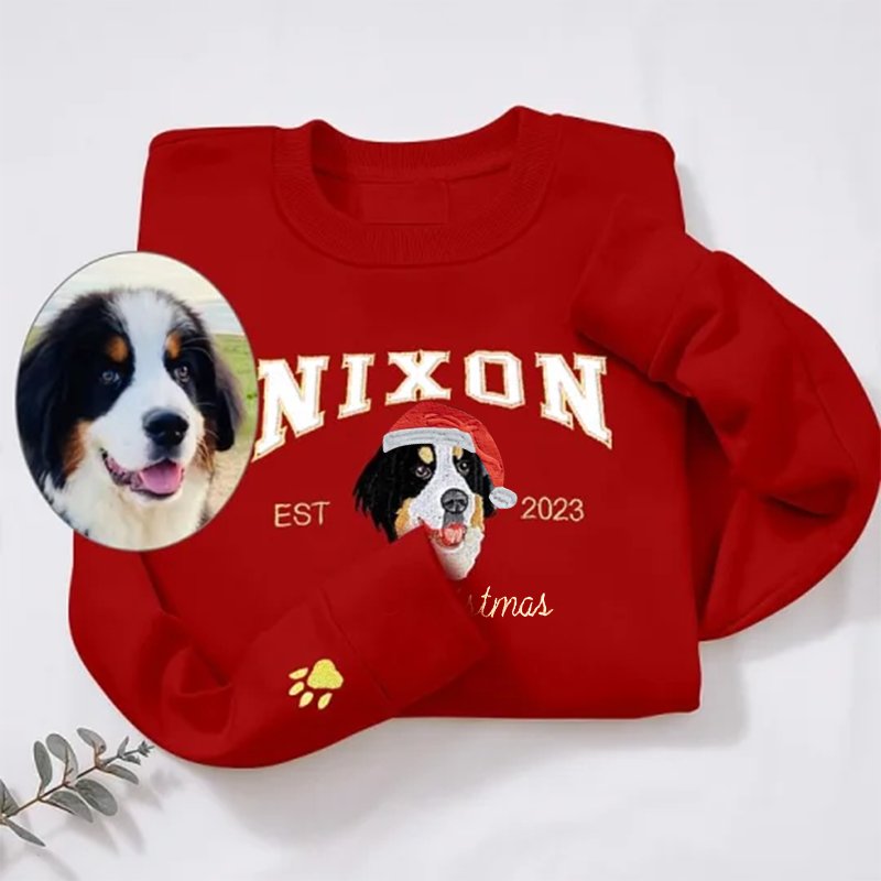 Personalisiertes Sweatshirt mit besticktem Haustiergesicht und Namen für Tierliebhaber