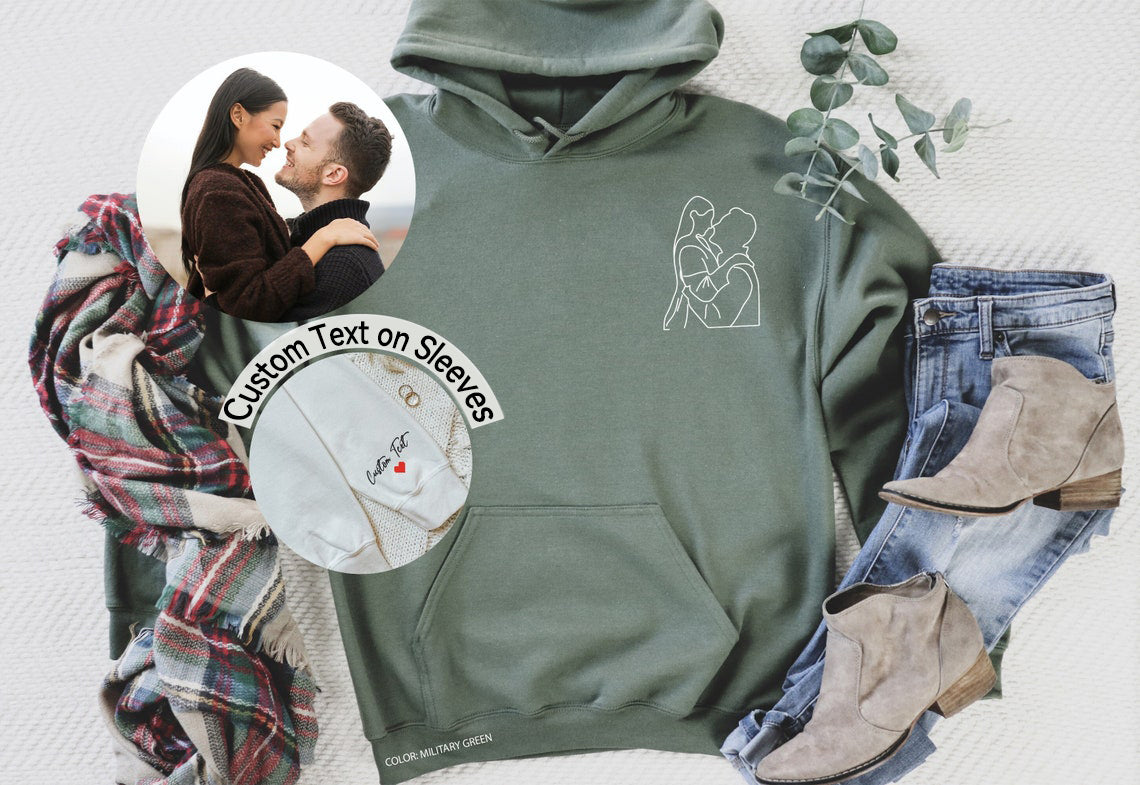 Retrato de pareja personalizado de sudadera con foto Regalos personalizados para parejas