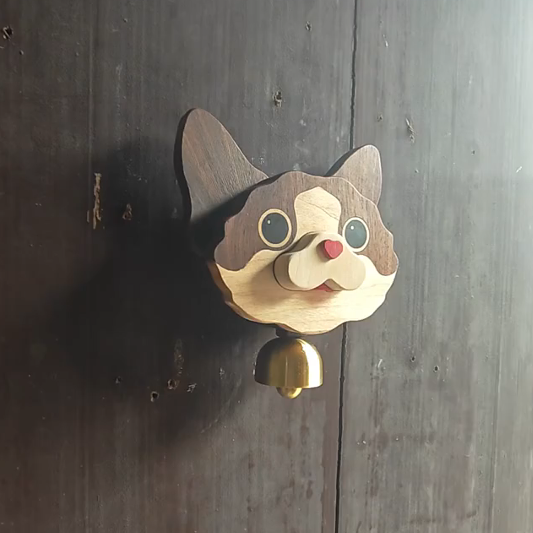 Personalized Handcrafted Wooden Pet Portrait Doorbell Wind Chime