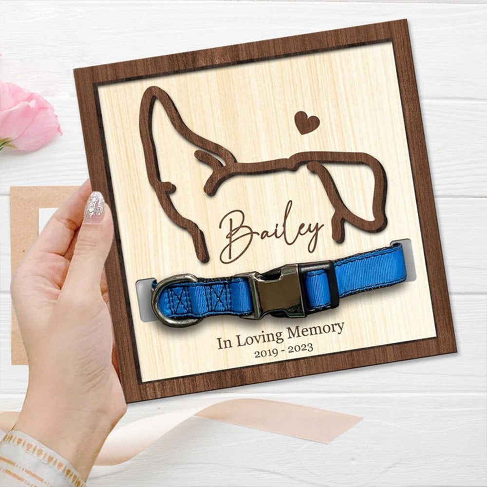 Personalized Memorial Pet Collar Sign with Pet Ear and Name Loss Of Dog Pet Sympathy Gift