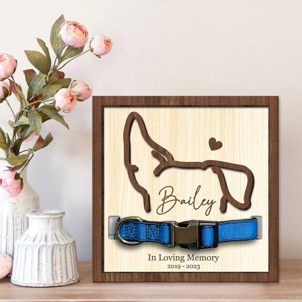 Personalized Memorial Pet Collar Sign with Pet Ear and Name Loss Of Dog Pet Sympathy Gift