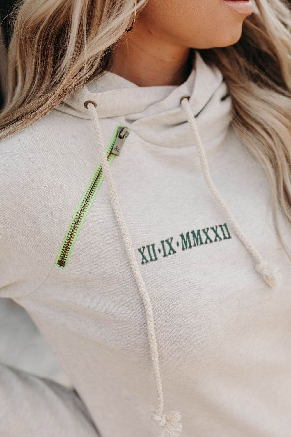 Personalized Embroidered Roman Numeral Double Hood Sweatshirt Valentines Day Couple Gifts