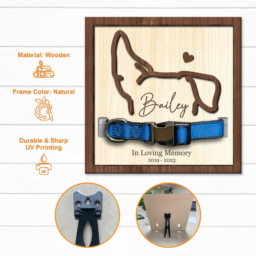 Personalized Memorial Pet Collar Sign with Pet Ear and Name Loss Of Dog Pet Sympathy Gift