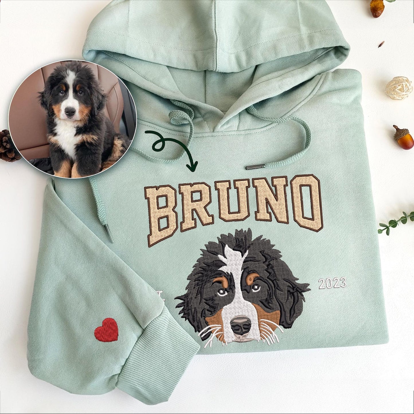 Cara de mascota bordada personalizada y nombre de mascota sudadera retrato de perro bordado cuello redondo regalo amante de las mascotas