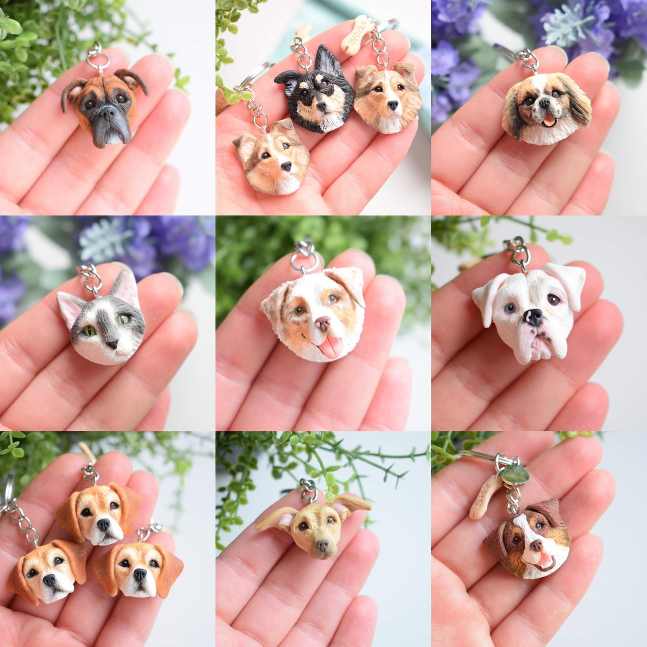 Personalized Pet Avatar Figurine Keychain Memorial Gift for Pet Lovers