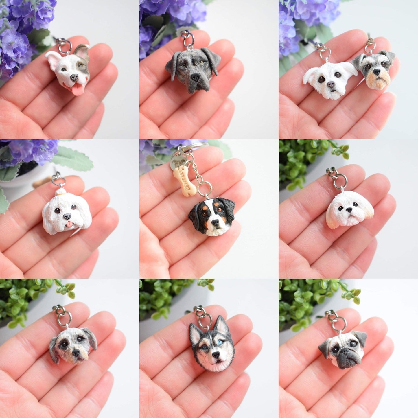 Personalized Pet Avatar Figurine Keychain Memorial Gift for Pet Lovers