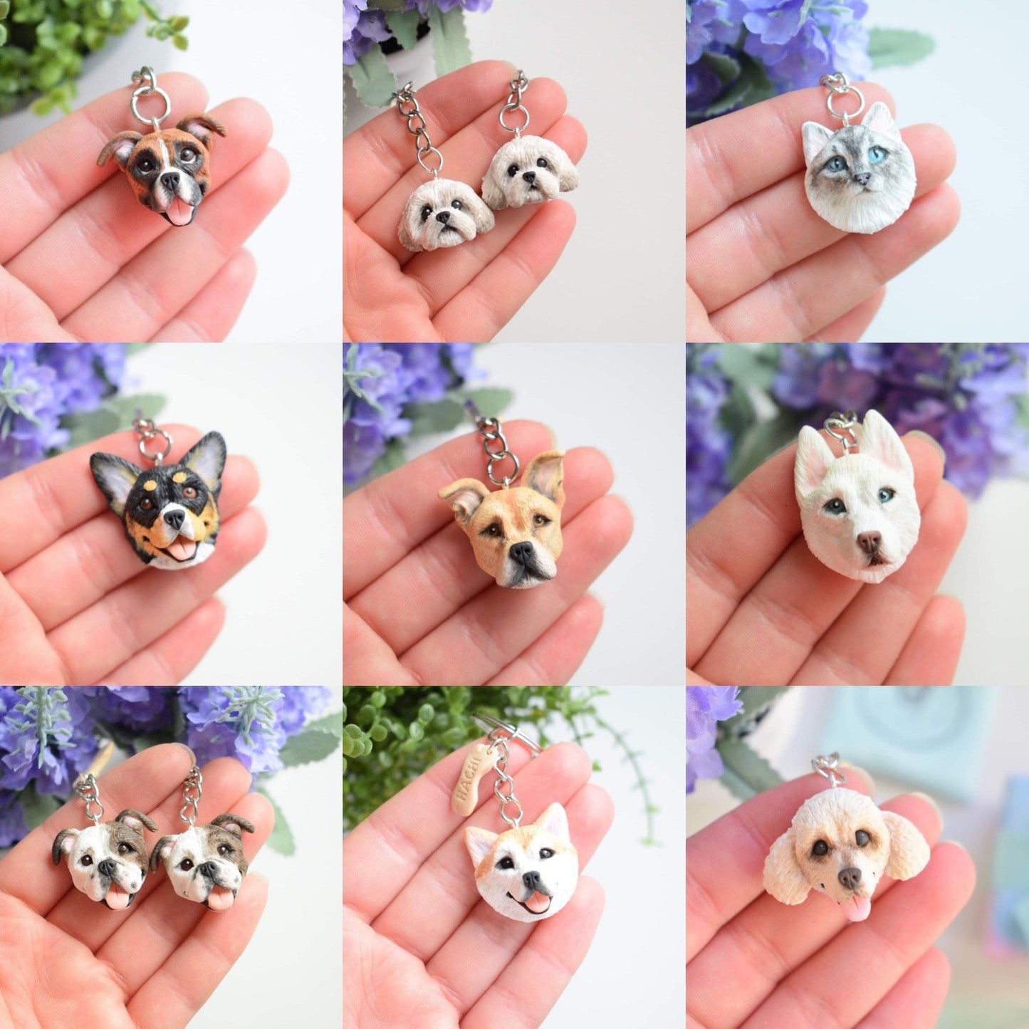 Personalized Pet Avatar Figurine Keychain Memorial Gift for Pet Lovers