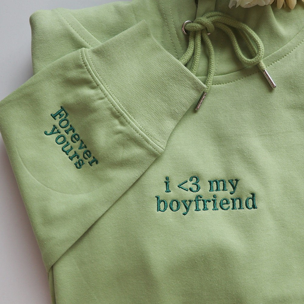 Embroidered Custom Text Matching Hoodie Sweatshirt Couple Gifts