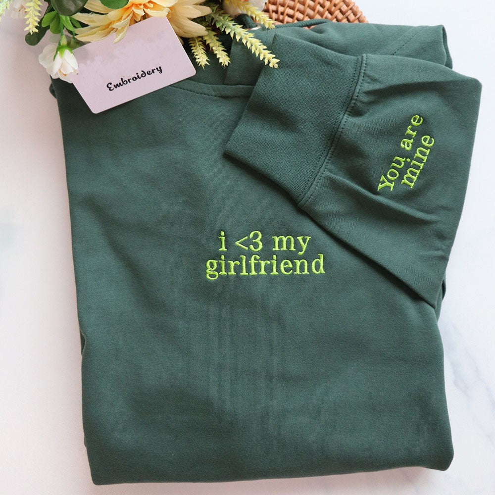 Embroidered Custom Text Matching Hoodie Sweatshirt Couple Gifts