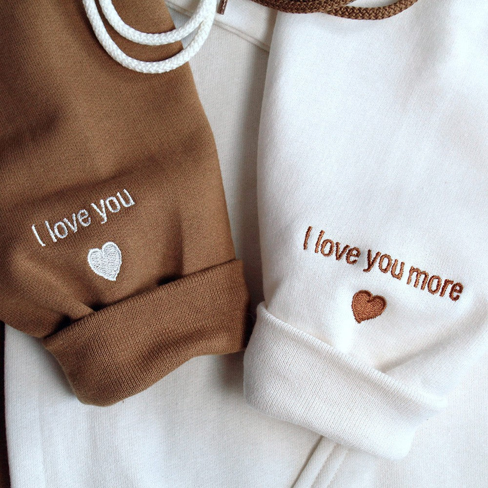 Sudadera con capucha a juego con números romanos bordados personalizados, regalos para parejas del Día de San Valentín