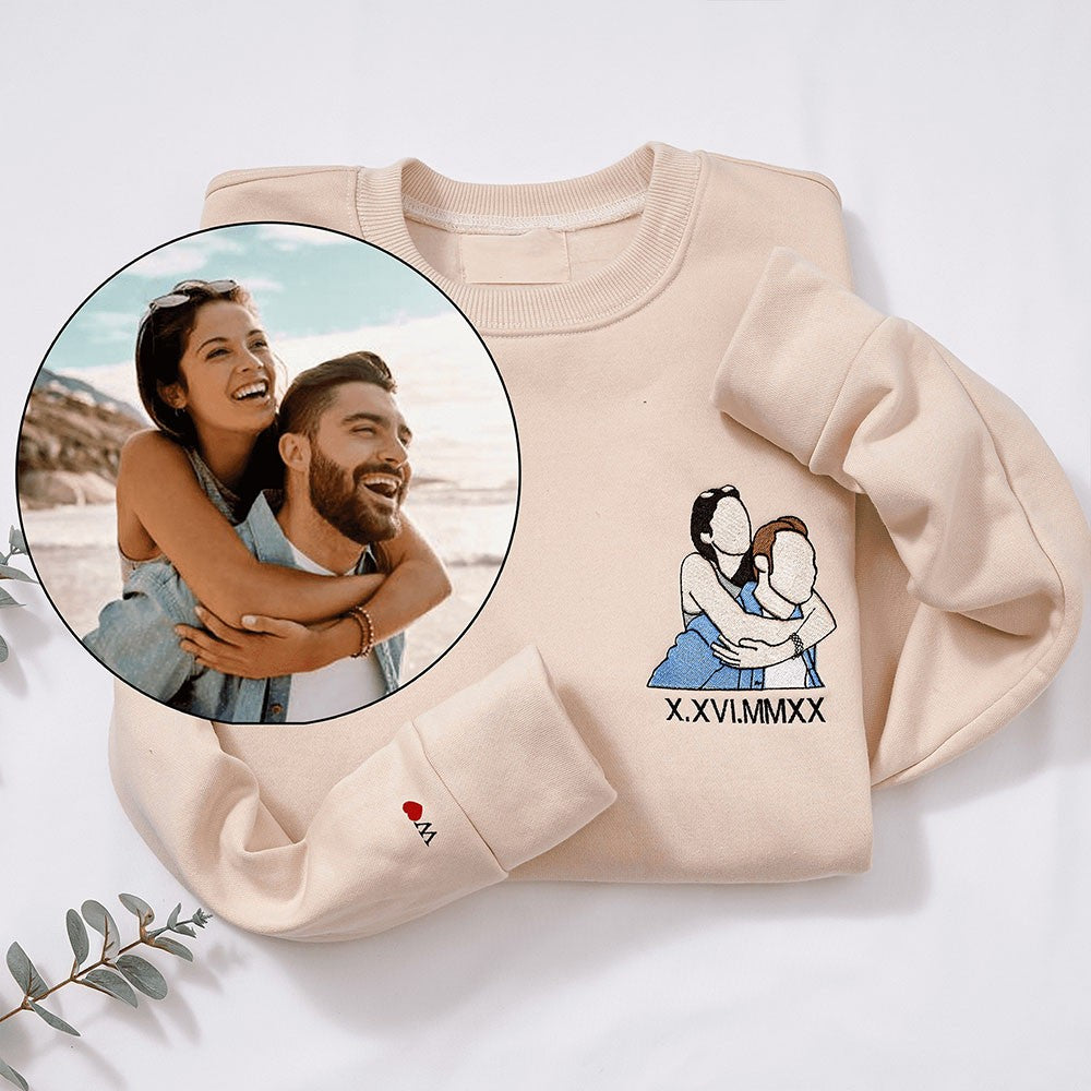 Retrato bordado sudadera con capucha a juego regalos de pareja