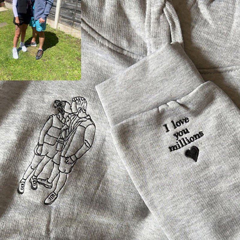 Personalizado bordado pareja retrato a juego sudadera con capucha aniversario día de San Valentín regalos de pareja