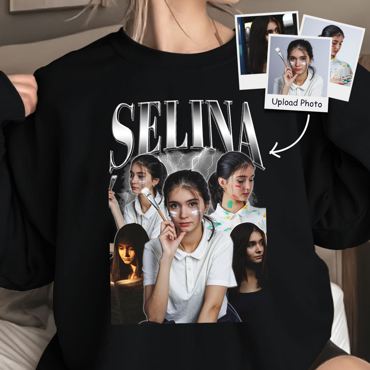 Sudadera vintage personalizada con foto personalizada, camiseta de rap, regalo de San Valentín para ella/él