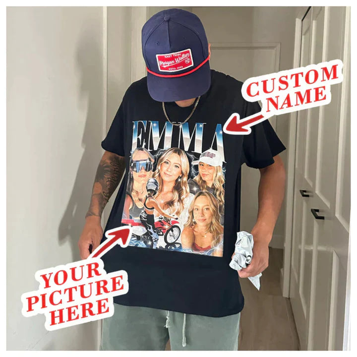 Sudadera vintage personalizada con foto personalizada, camiseta de rap, regalo de San Valentín para ella/él