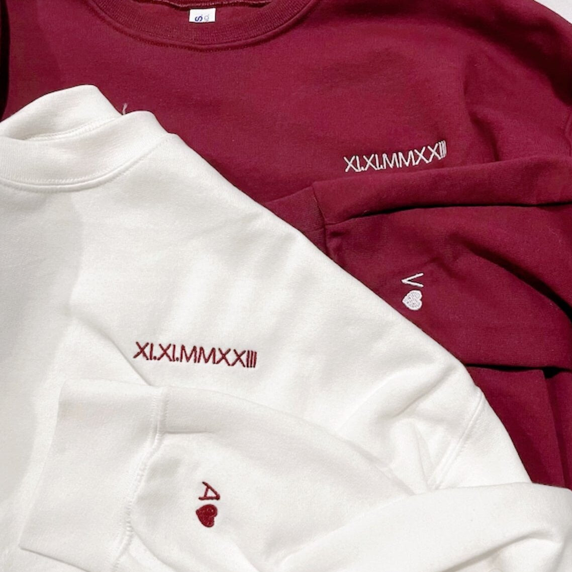 Sudadera con capucha a juego con números romanos bordados personalizados, regalos para parejas del Día de San Valentín