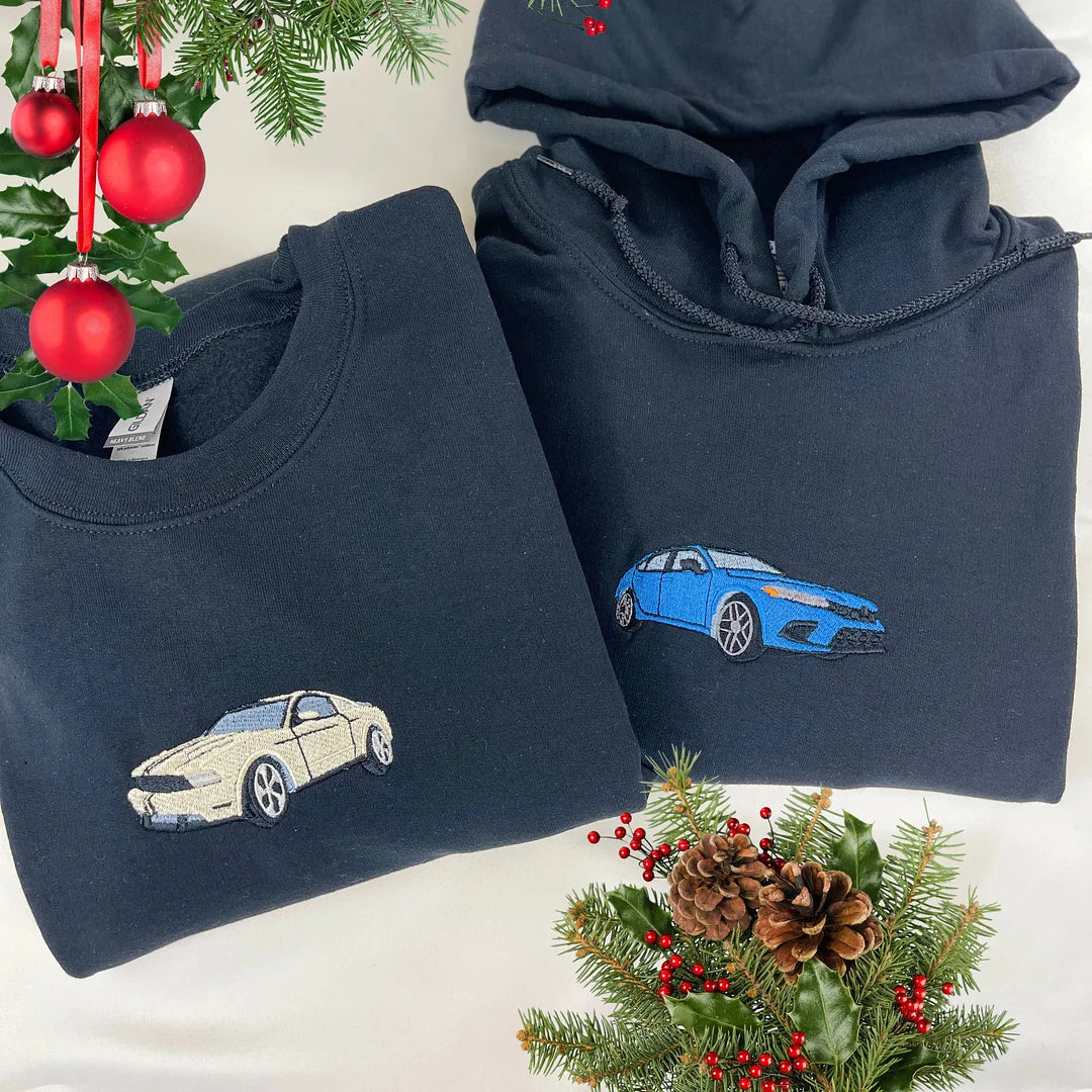 Sudaderas con capucha bordadas para coche personalizadas, regalo para entusiastas del coche, regalos de San Valentín