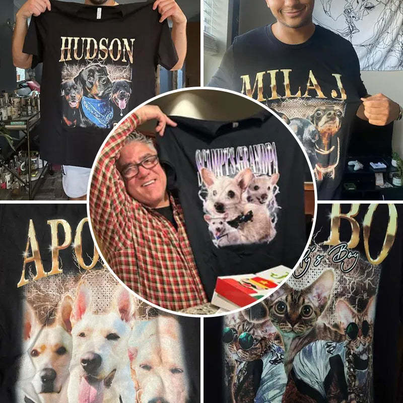 Camiseta vintage personalizada con fotos de mascotas, regalo para amantes de las mascotas