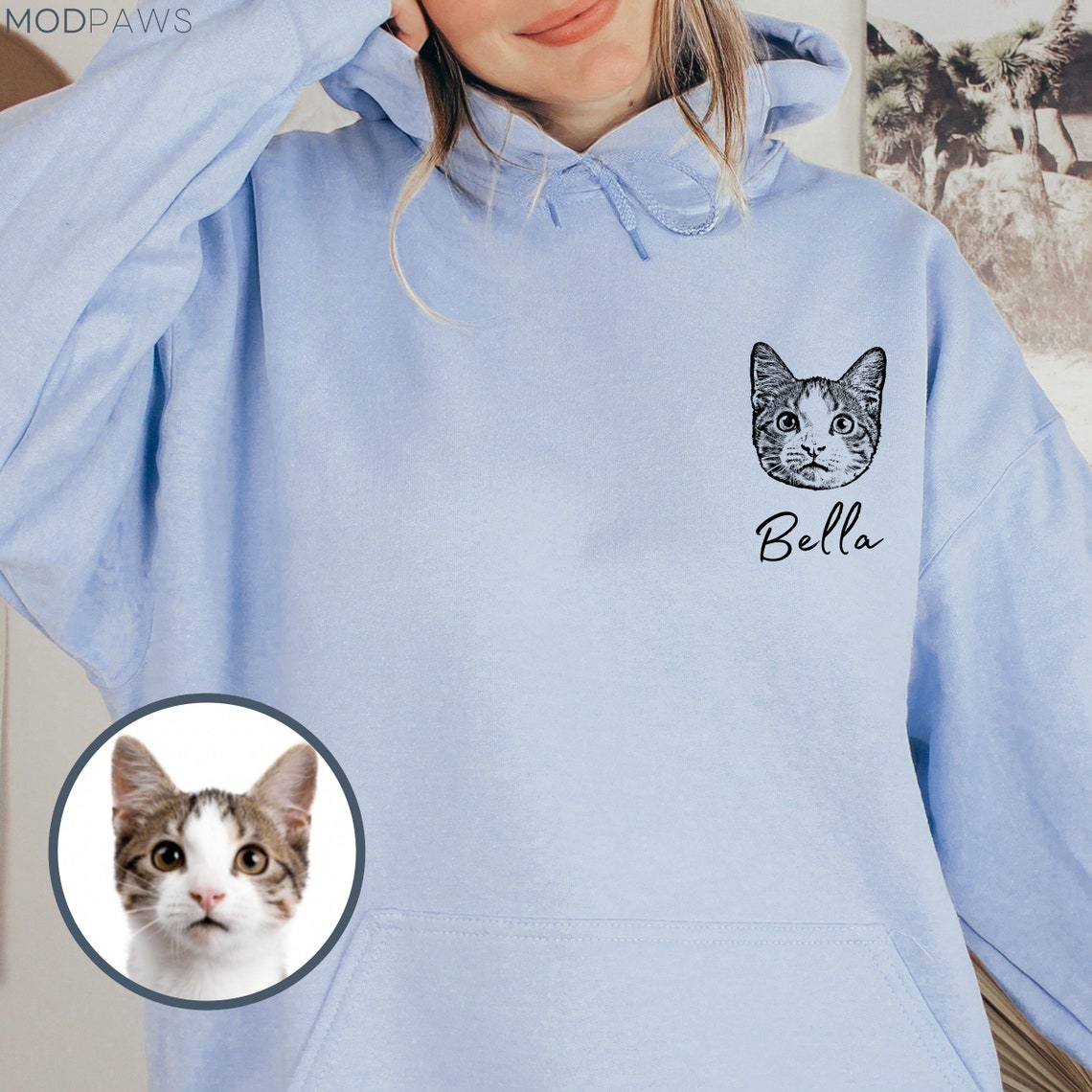 Personalisiertes Sweatshirt mit Haustiergesicht und -namen, Geschenk für Tierliebhaber