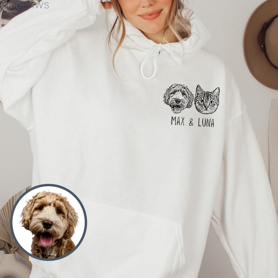 Personalisiertes Sweatshirt mit Haustiergesicht und -namen, Geschenk für Tierliebhaber