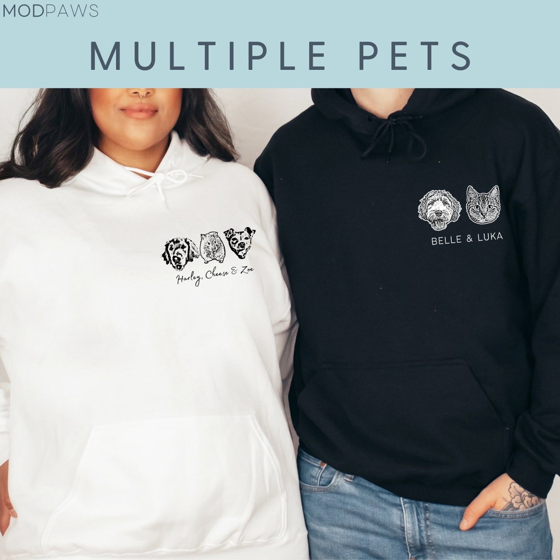 Personalisiertes Sweatshirt mit Haustiergesicht und -namen, Geschenk für Tierliebhaber