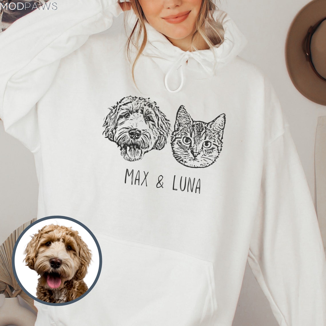 Personalisiertes Sweatshirt mit Haustiergesicht und -namen, Geschenk für Tierliebhaber