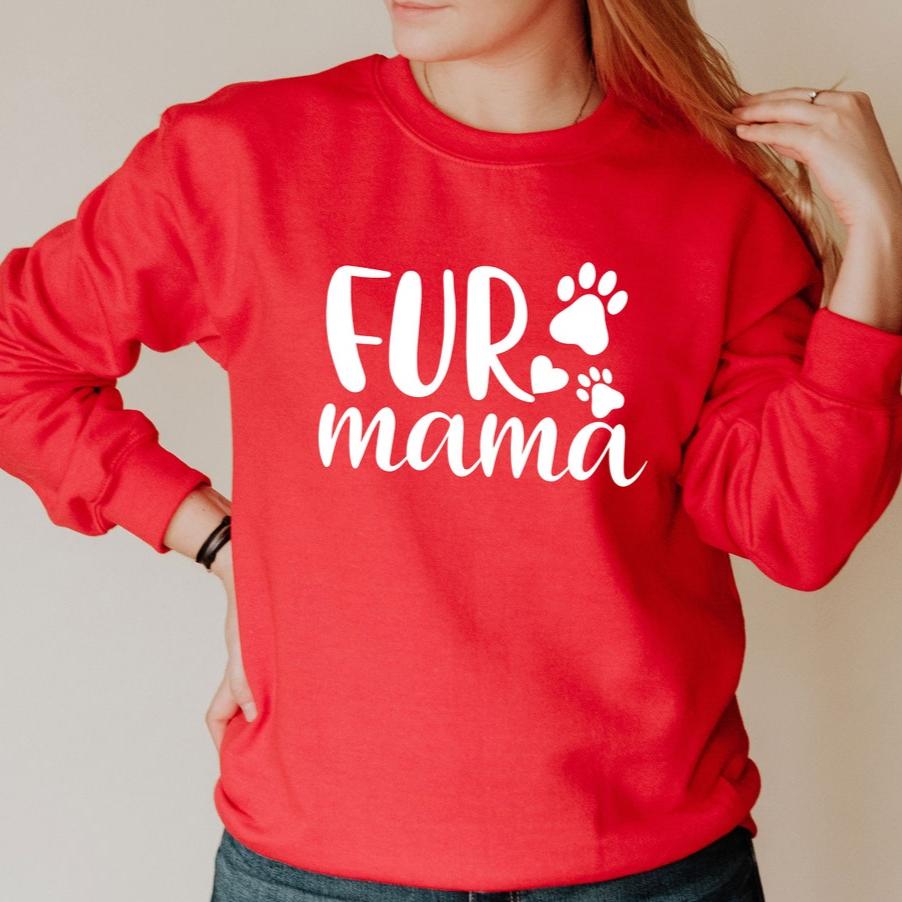 Personalisiertes Fur Mama Sweatshirt mit Tiernamen auf dem Ärmel Geschenk für Tierliebhaber