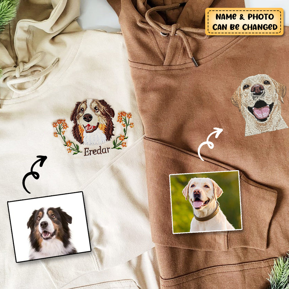 Personalisiertes besticktes Sweatshirt mit Haustiergesicht und Namen für Tierliebhaber