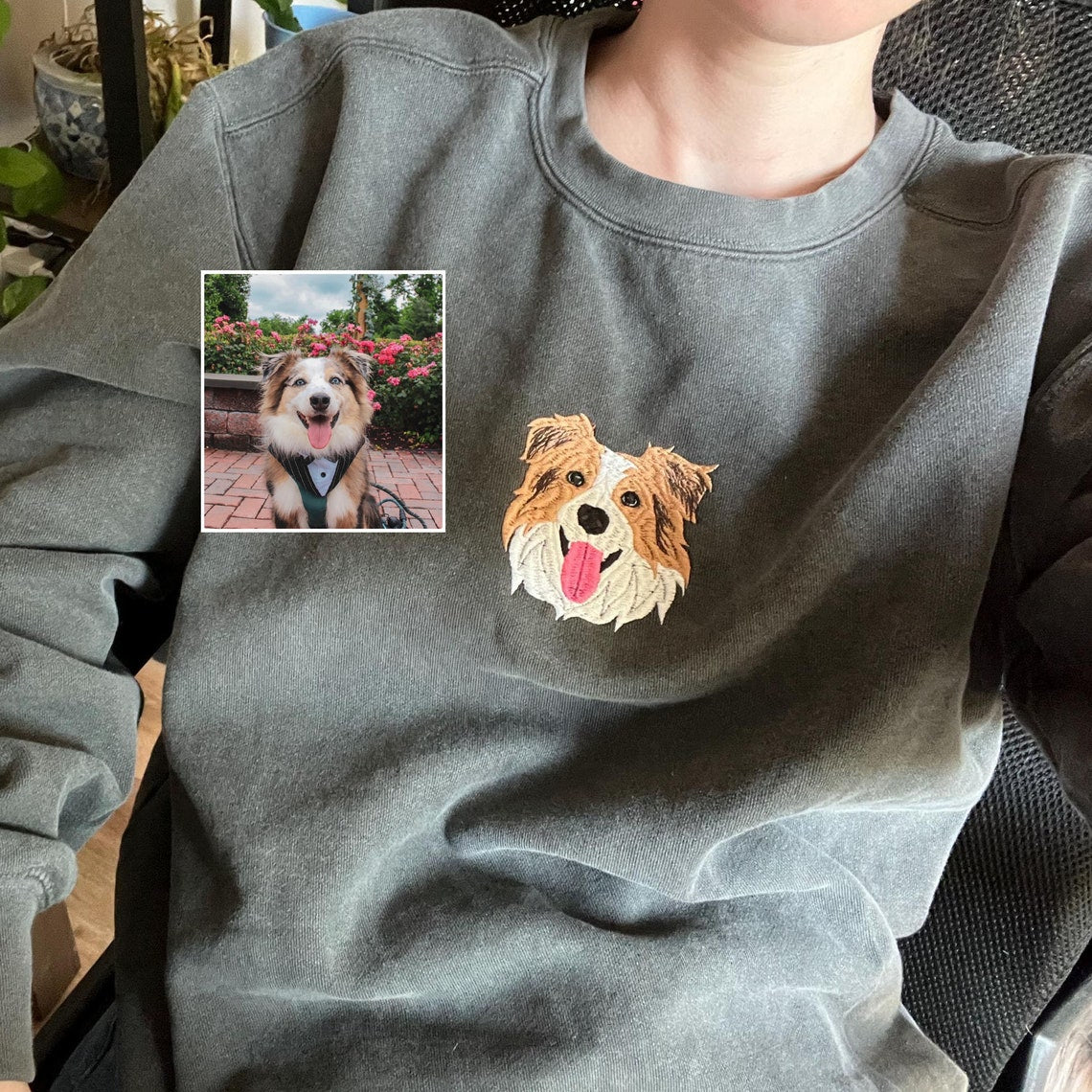 Individuell besticktes Haustier-Sweatshirt mit Rundhalsausschnitt, Liebesgeschenke für Haustierliebhaber