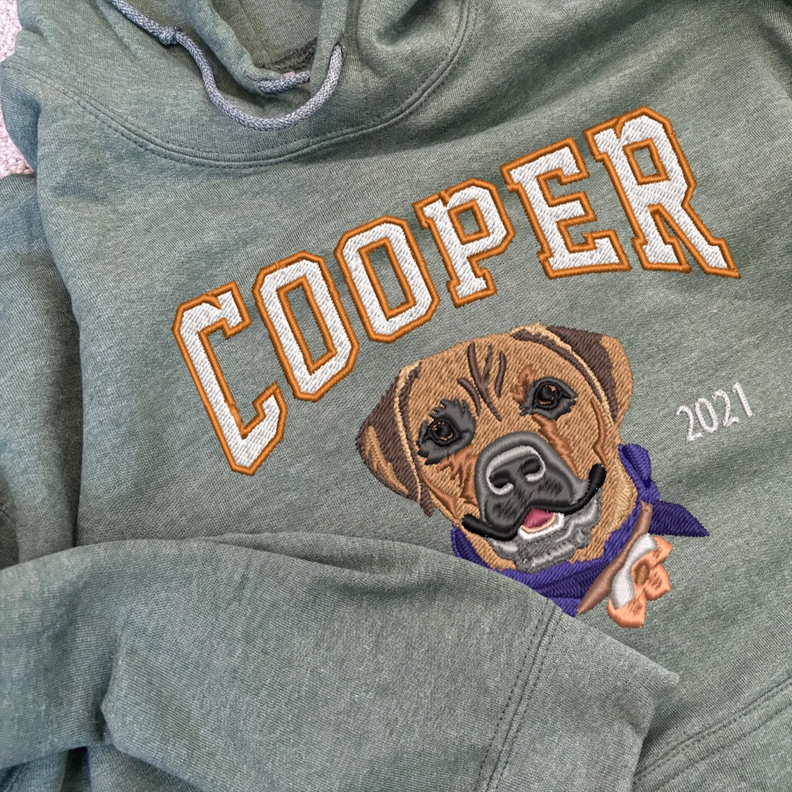 Cara de mascota bordada personalizada y nombre de mascota sudadera retrato de perro bordado cuello redondo regalo amante de las mascotas