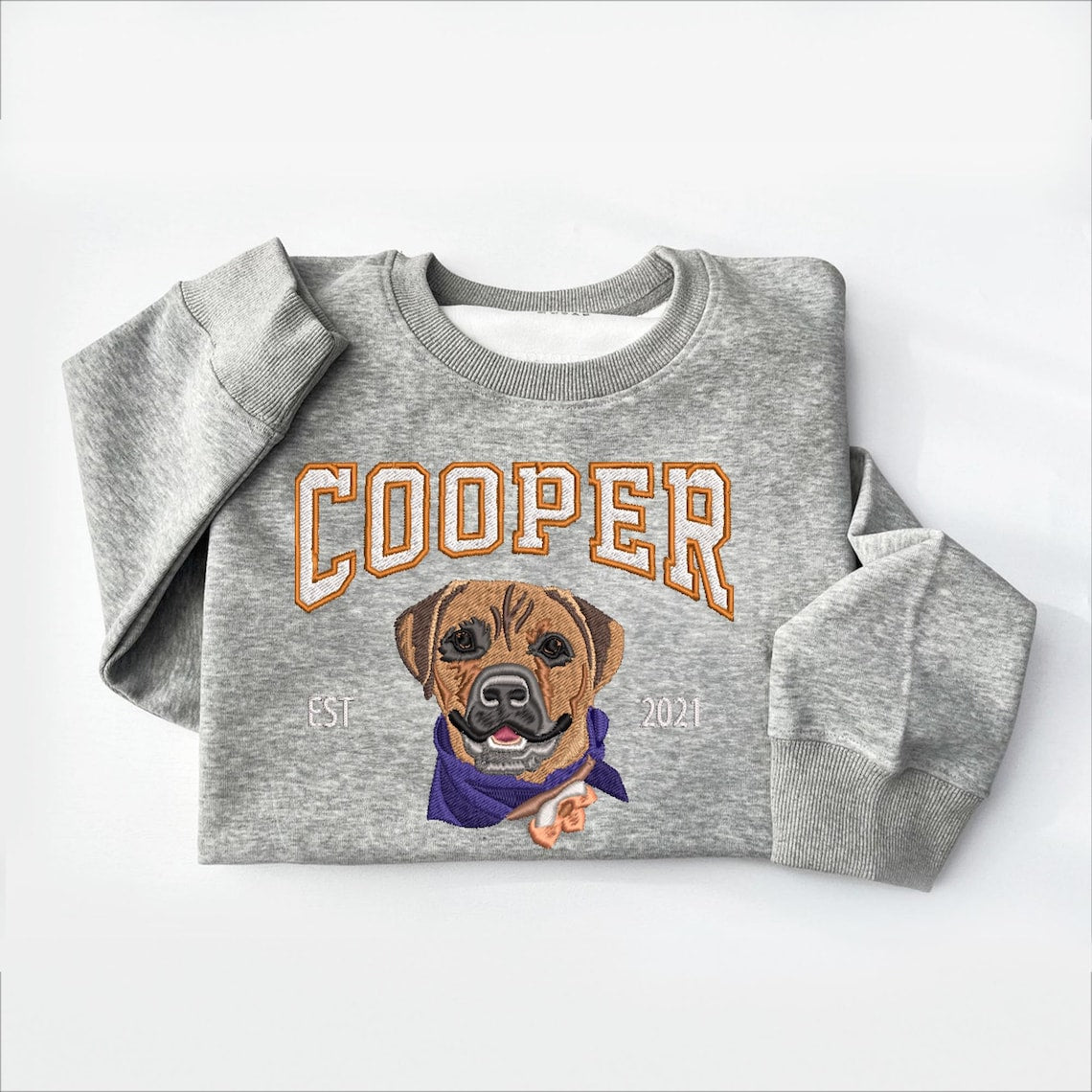 Personalisiertes besticktes Haustiergesicht und Haustiername Sweatshirt Hundeportrait bestickt Crewneck Haustierliebhaber Geschenk