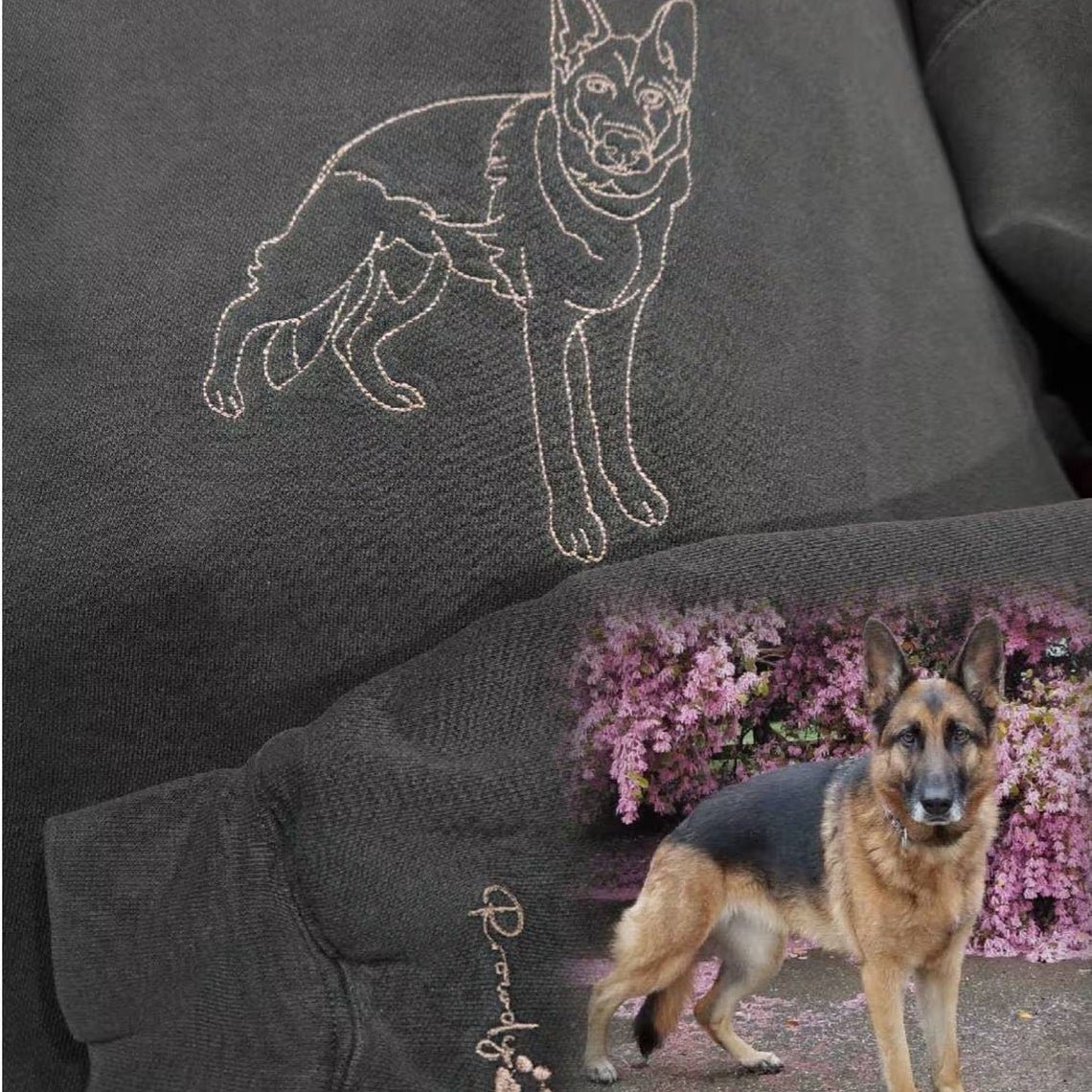 Personalisiertes besticktes Haustiergesicht und Haustiername Sweatshirt Hundeportrait bestickt Crewneck Haustierliebhaber Geschenk