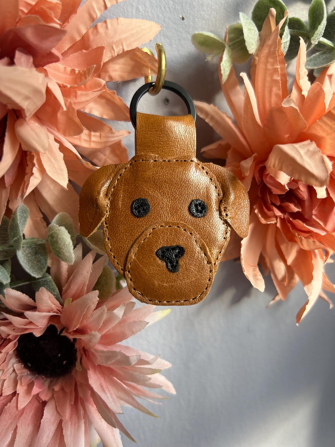 Personalized Leather Pet Keychain Bag Charm Pet Memory Gift for Pet Lovers