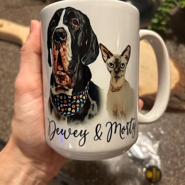 Personalized Pet Portrait Mug with Pet Face and Name Personalized Pet Portrait Tumblers Birthday Valentines Anniversary Gift for Pet Lovers