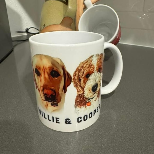 Personalized Pet Portrait Mug with Pet Face and Name Personalized Pet Portrait Tumblers Birthday Valentines Anniversary Gift for Pet Lovers