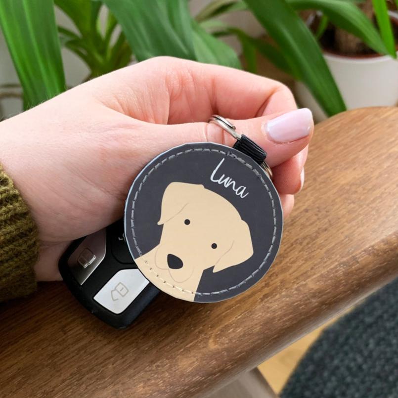 Personalized Leather Dog Keychain Gift for Pet Lovers