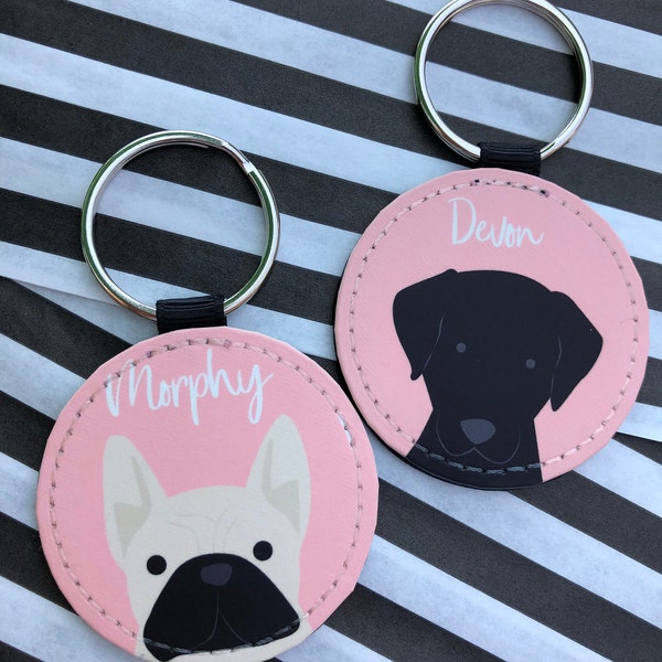 Personalized Leather Dog Keychain Gift for Pet Lovers