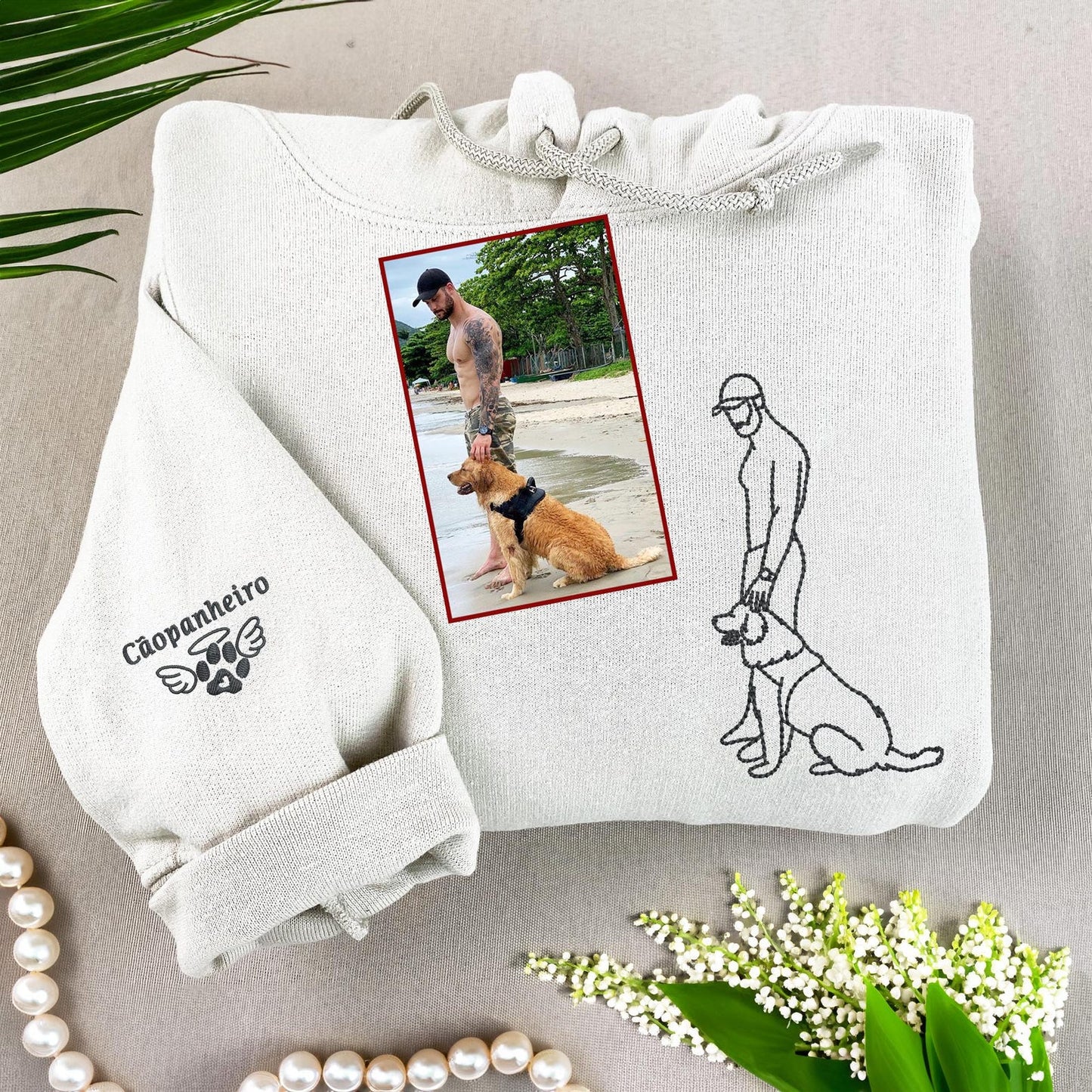 Personalisiertes besticktes Haustiergesicht und Haustiername Sweatshirt Hundeportrait bestickt Crewneck Haustierliebhaber Geschenk