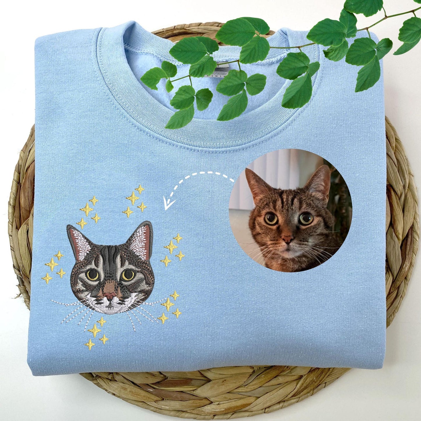 Embroidered Pet Portrait Christmas Sweatshirt Hoodie with Pet Face Christmas Gift for Pet Lovers