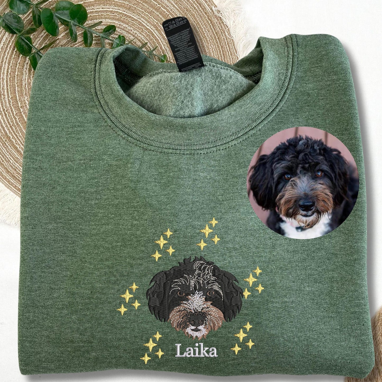 Embroidered Pet Portrait Christmas Sweatshirt Hoodie with Pet Face Christmas Gift for Pet Lovers