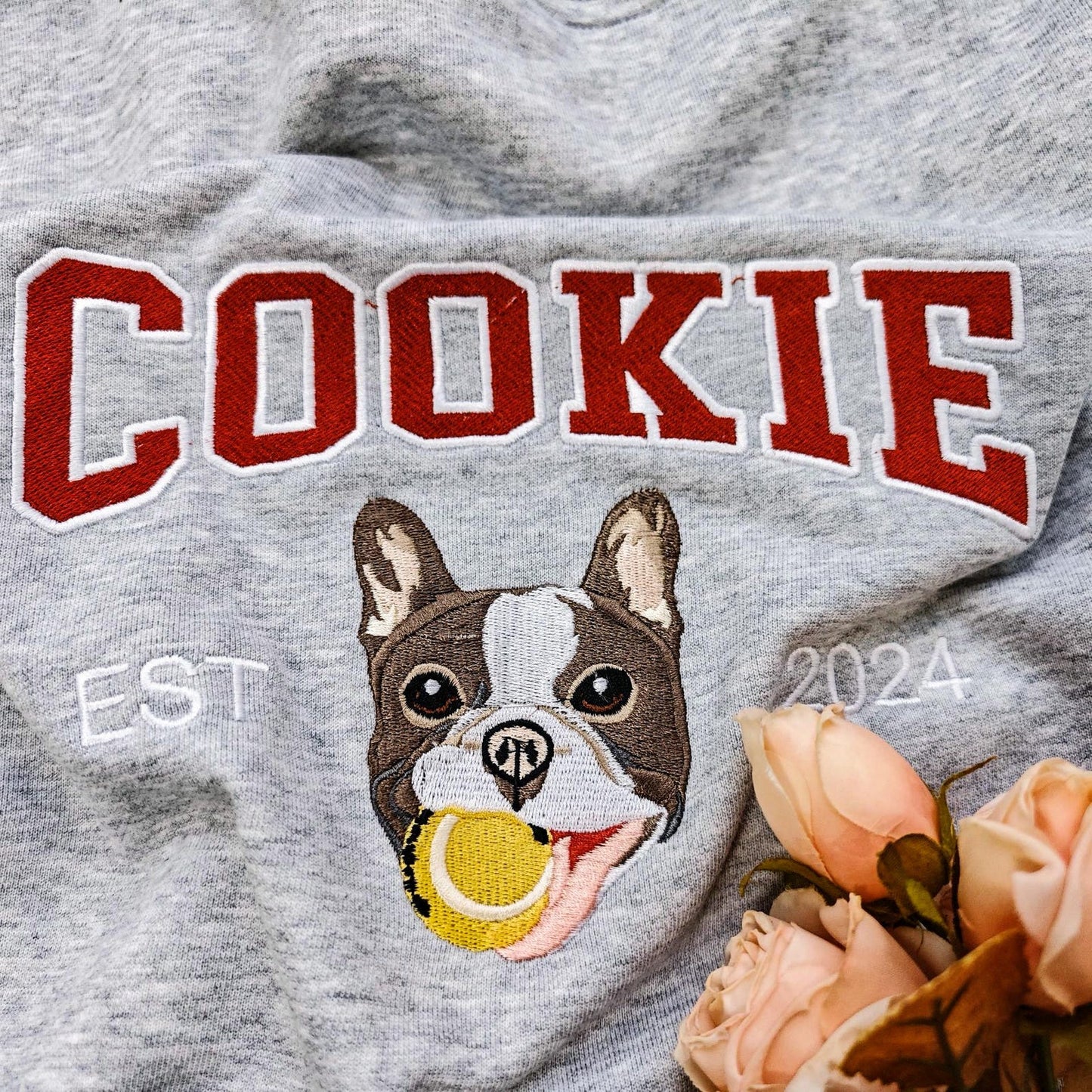 Personalisiertes besticktes Haustiergesicht und Haustiername Sweatshirt Hundeportrait bestickt Crewneck Haustierliebhaber Geschenk