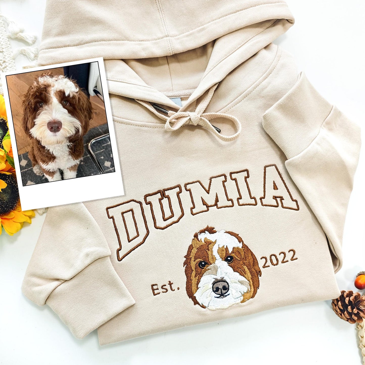 Personalisiertes besticktes Haustiergesicht und Haustiername Sweatshirt Hundeportrait bestickt Crewneck Haustierliebhaber Geschenk