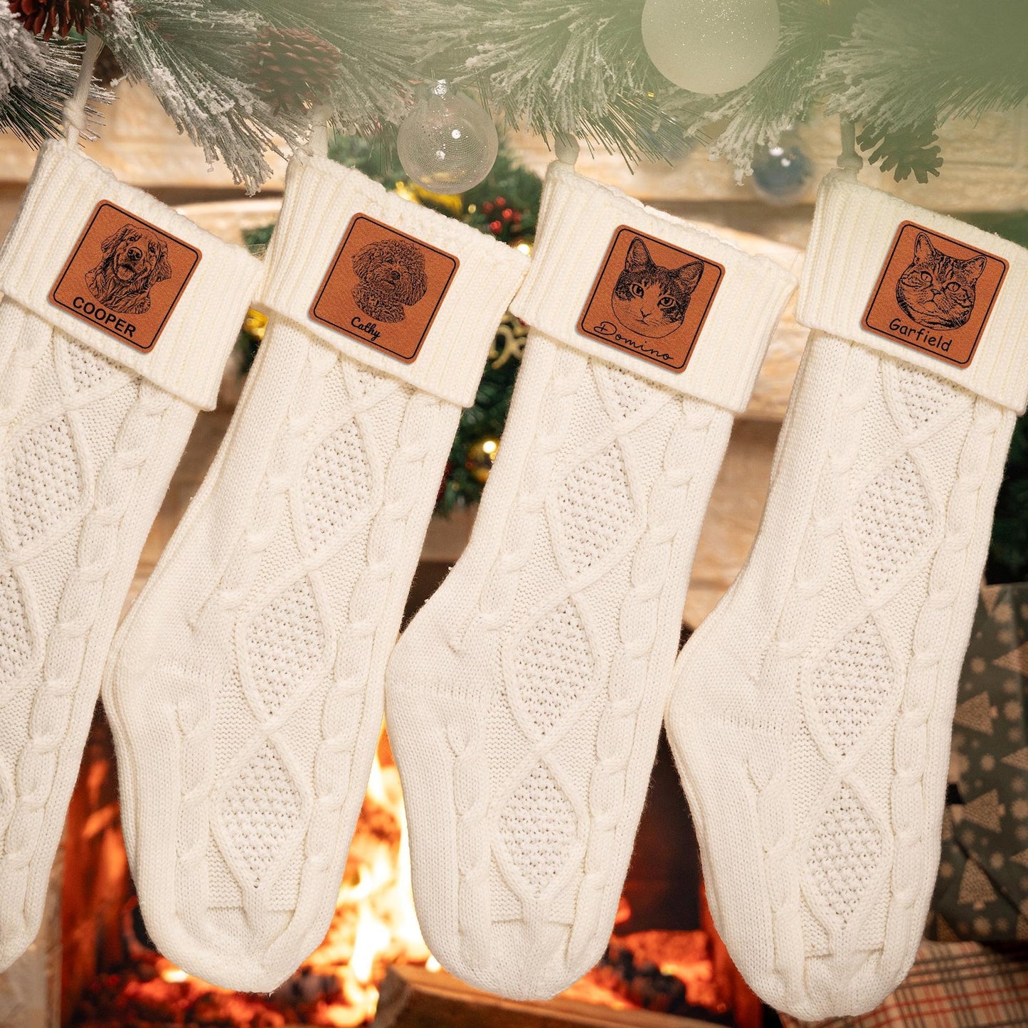 Personalized Pet Christmas Stocking with Pet Face and Name Gift for Pet Lovers