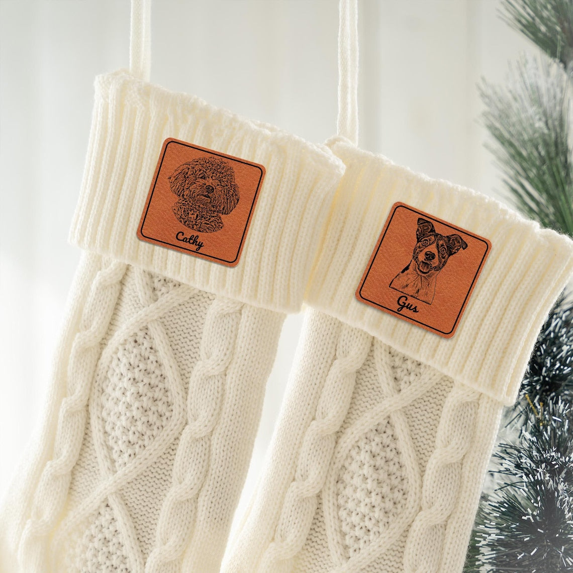 Personalized Pet Christmas Stocking with Pet Face and Name Gift for Pet Lovers