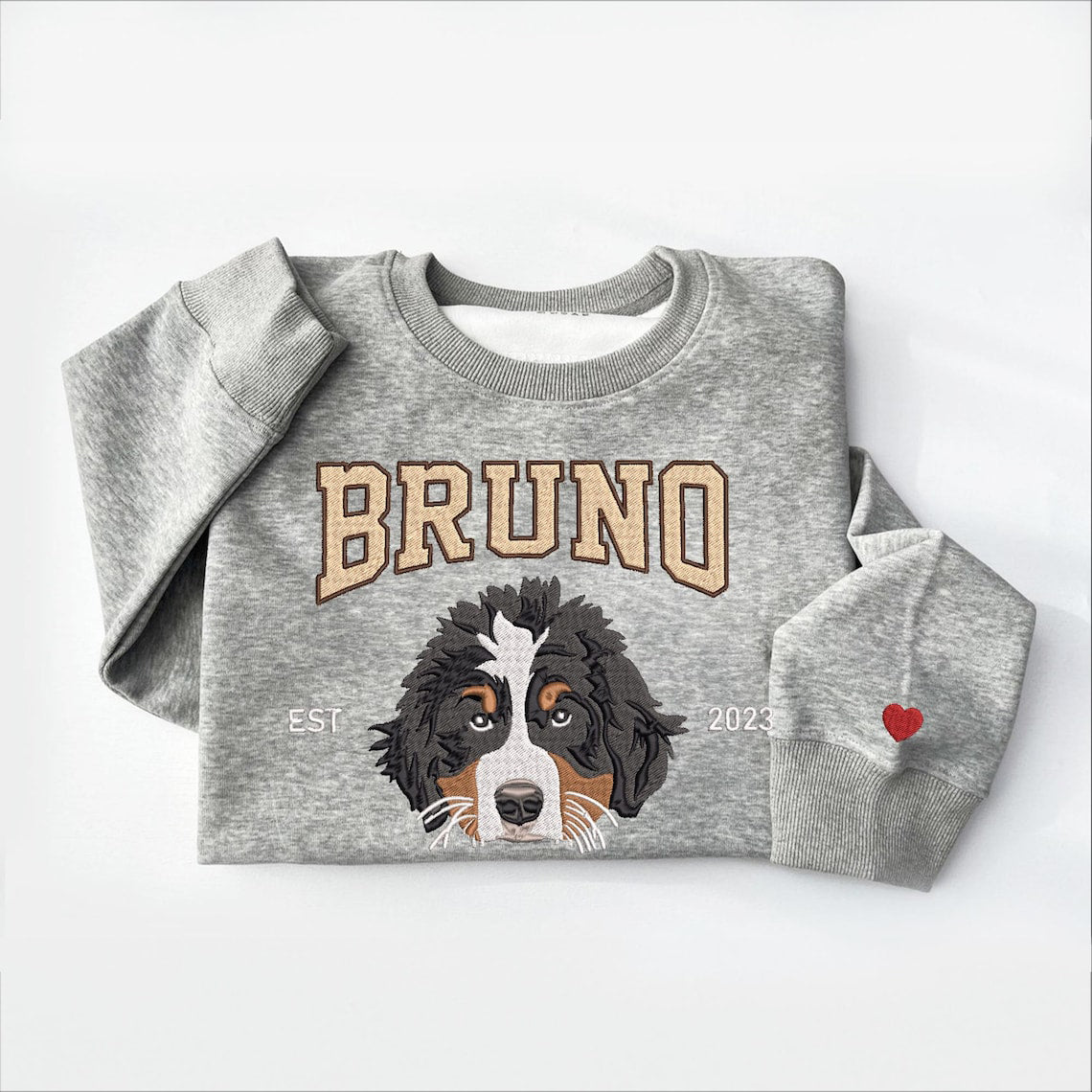 Cara de mascota bordada personalizada y nombre de mascota sudadera retrato de perro bordado cuello redondo regalo amante de las mascotas