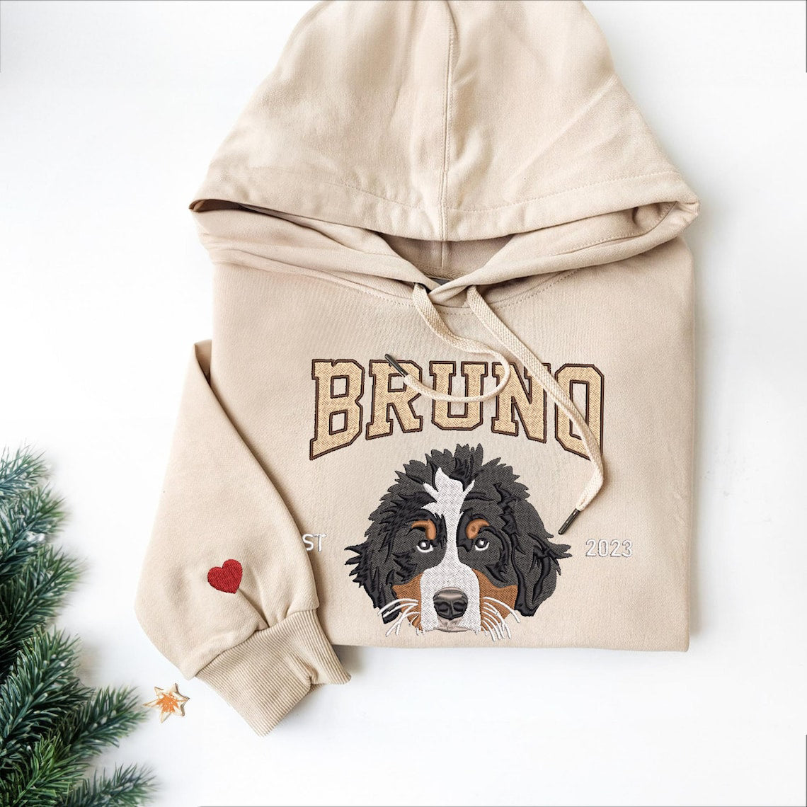 Cara de mascota bordada personalizada y nombre de mascota sudadera retrato de perro bordado cuello redondo regalo amante de las mascotas